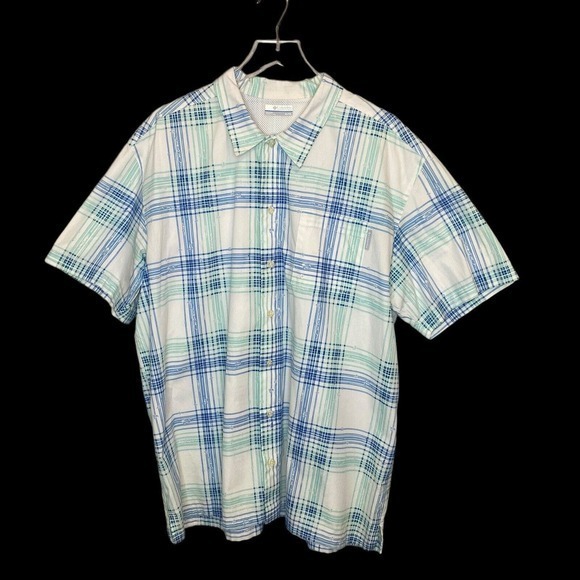 COLUMBIA‎ PFG Fishing Shirt Plaid Print 100% Cotton - Picture 1 of 9